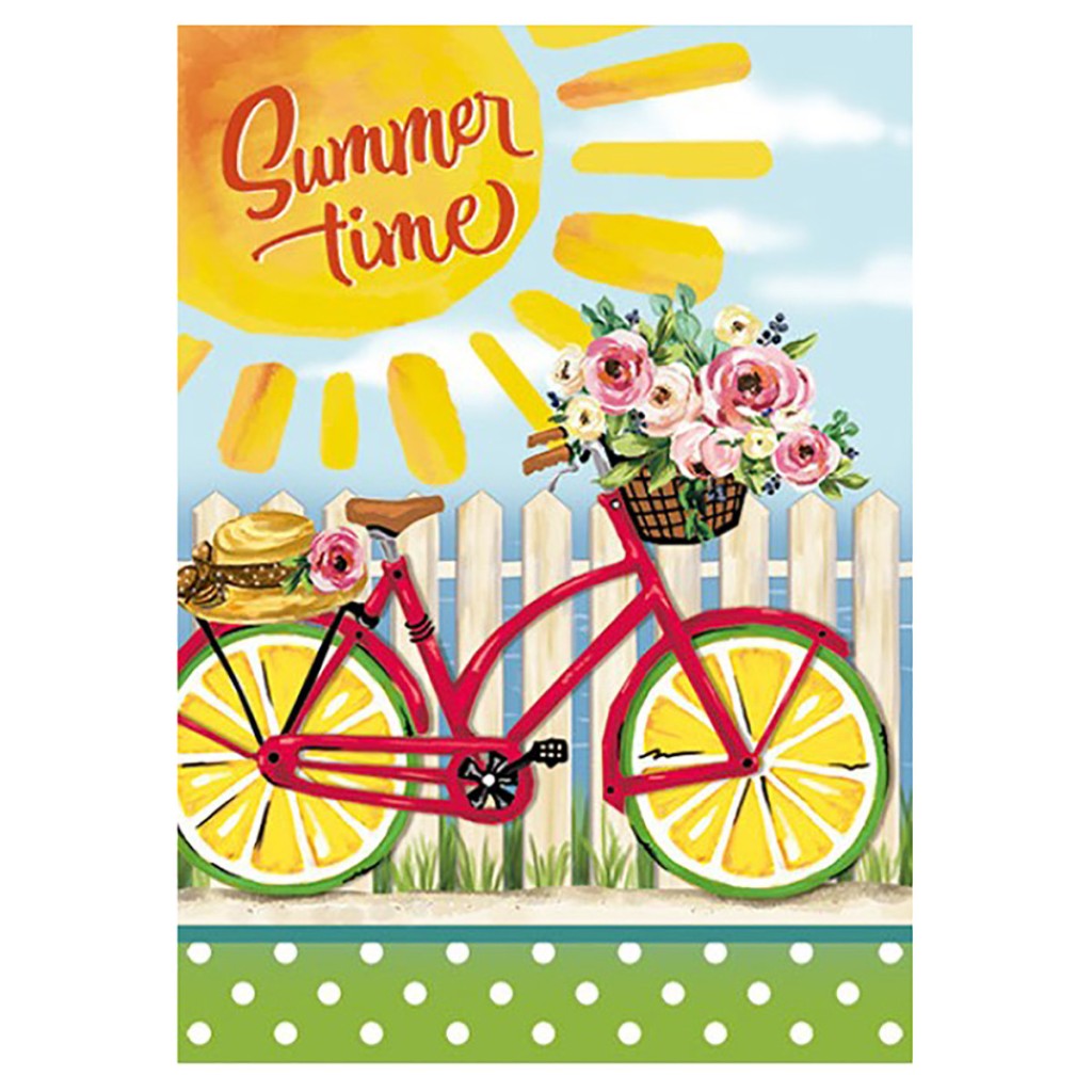 Super Tough Summer Time Garden Flag with Bicycle
